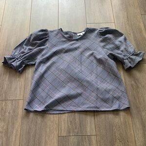 Elegant Plaid Puff Sleeve Blouse